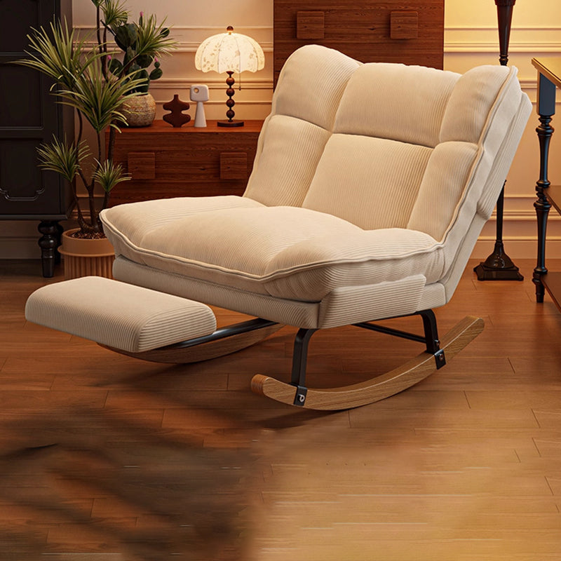 Nordic Rubberwood Iron Corduroy Cotton Detachable Rocking Chair Armless