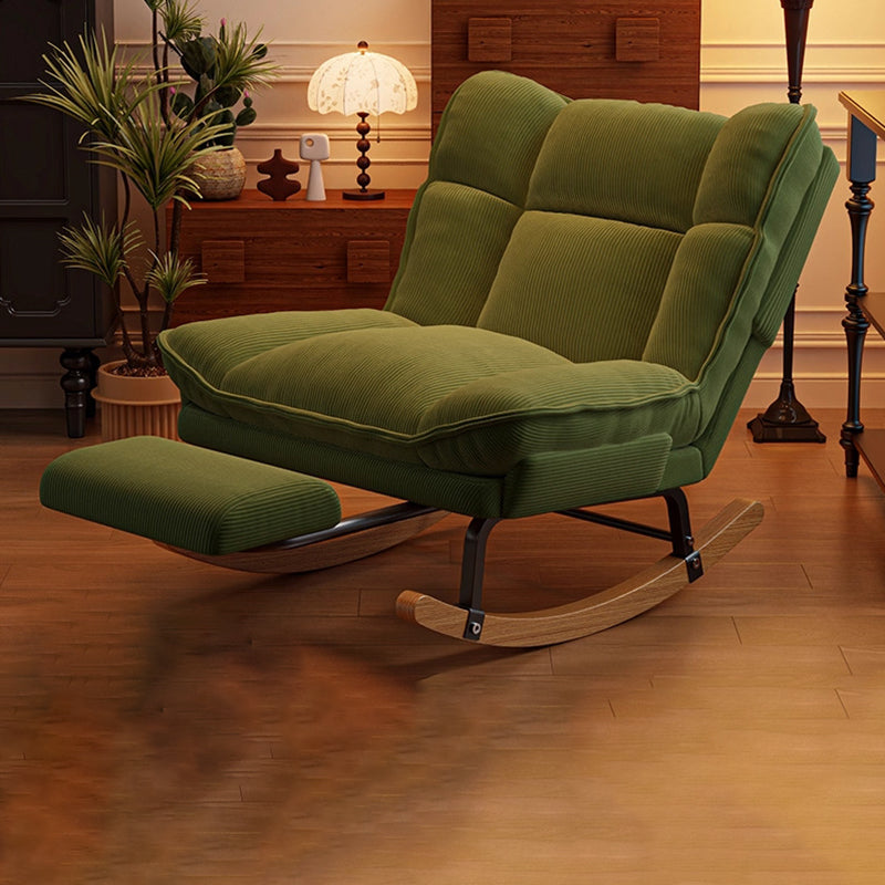 Nordic Rubberwood Iron Corduroy Cotton Detachable Rocking Chair Armless