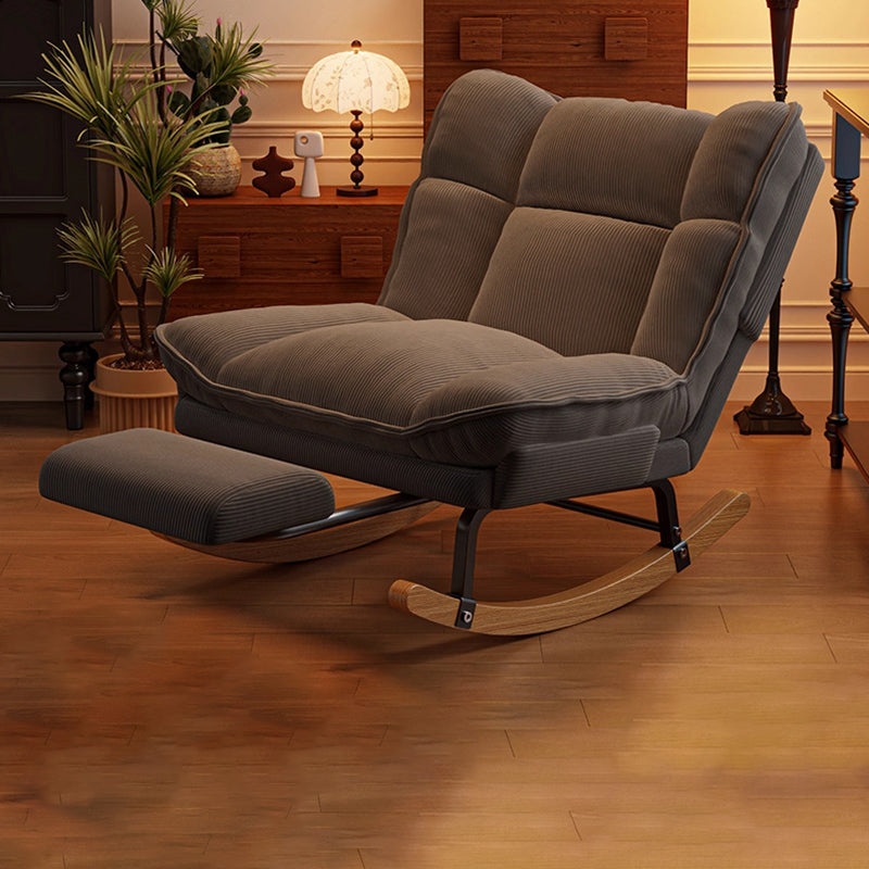 Nordic Rubberwood Iron Corduroy Cotton Detachable Rocking Chair Armless