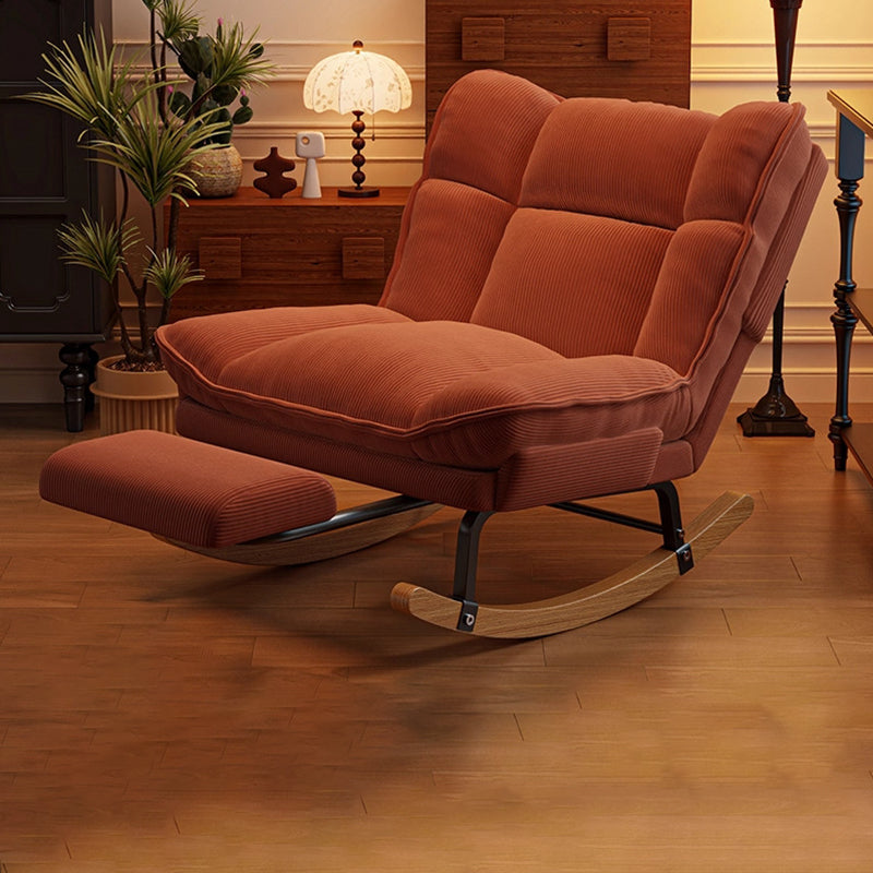 Nordic Rubberwood Iron Corduroy Cotton Detachable Rocking Chair Armless