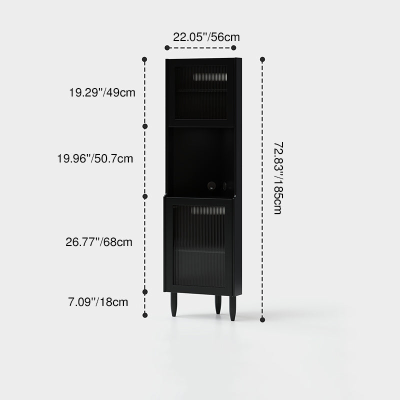 Contemporary Nordic Rubberwood Ripple Glass Rectangle Corner Storage Sideboard 5-Cabinet For Living Room & Dining Room