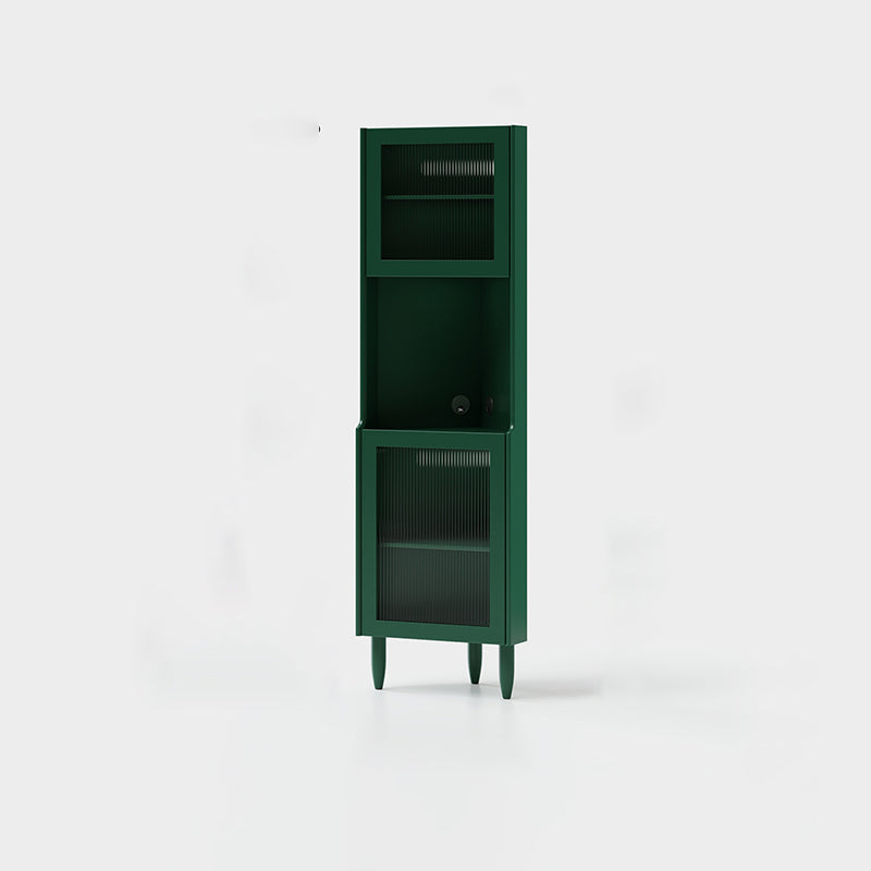 Contemporary Nordic Rubberwood Ripple Glass Rectangle Corner Storage Sideboard 5-Cabinet For Living Room & Dining Room