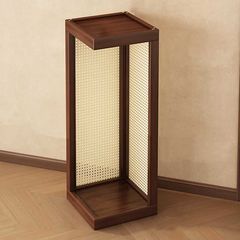 Rustic Rubberwood Rattan Weaving 2-Tier Floor-Standing Display Rack