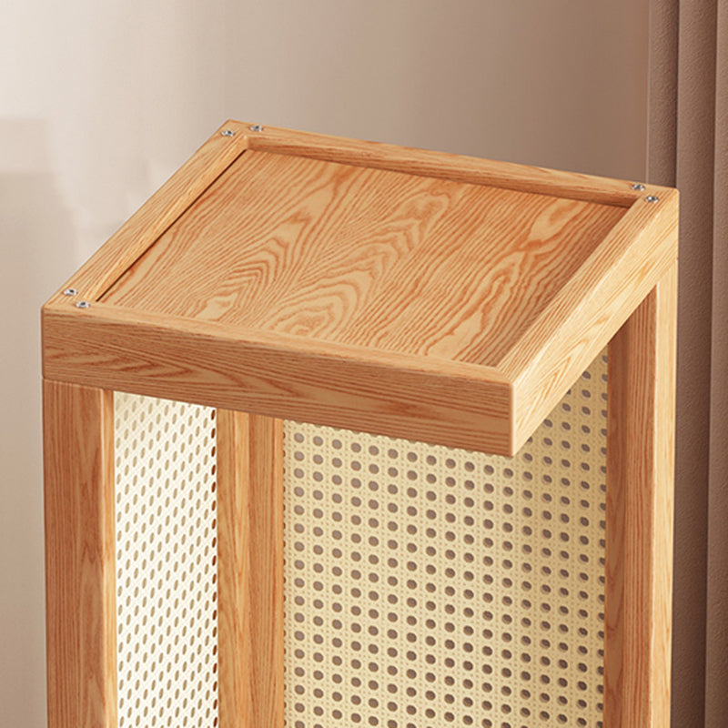 Rustic Rubberwood Rattan Weaving 2-Tier Floor-Standing Display Rack