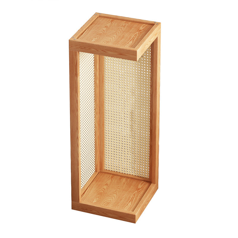 Rustic Rubberwood Rattan Weaving 2-Tier Floor-Standing Display Rack