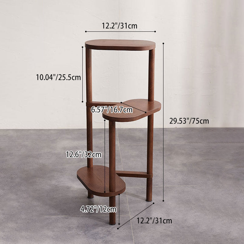 Traditional Japanese Beech Wood Staggered Triangular Indoor Space-Saving Flower Display Rack 3/4-Tier For Living Room