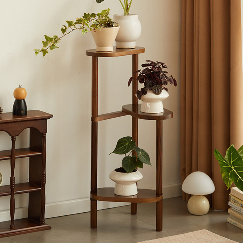 Traditional Japanese Beech Wood Staggered Triangular Indoor Space-Saving Flower Display Rack 3/4-Tier For Living Room