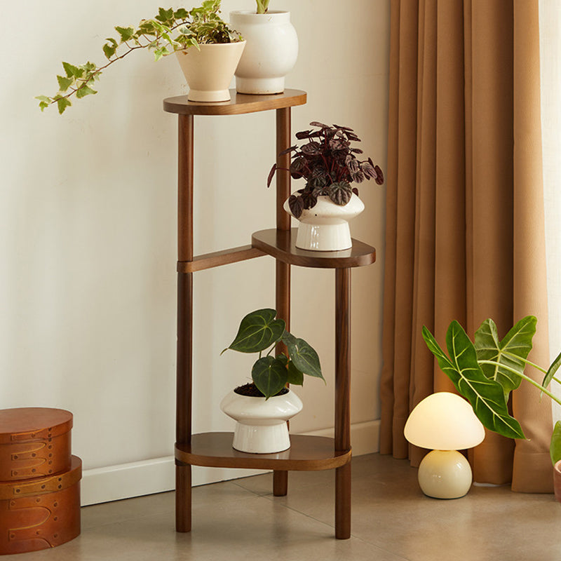 Traditional Japanese Beech Wood Staggered Triangular Indoor Space-Saving Flower Display Rack 3/4-Tier For Living Room