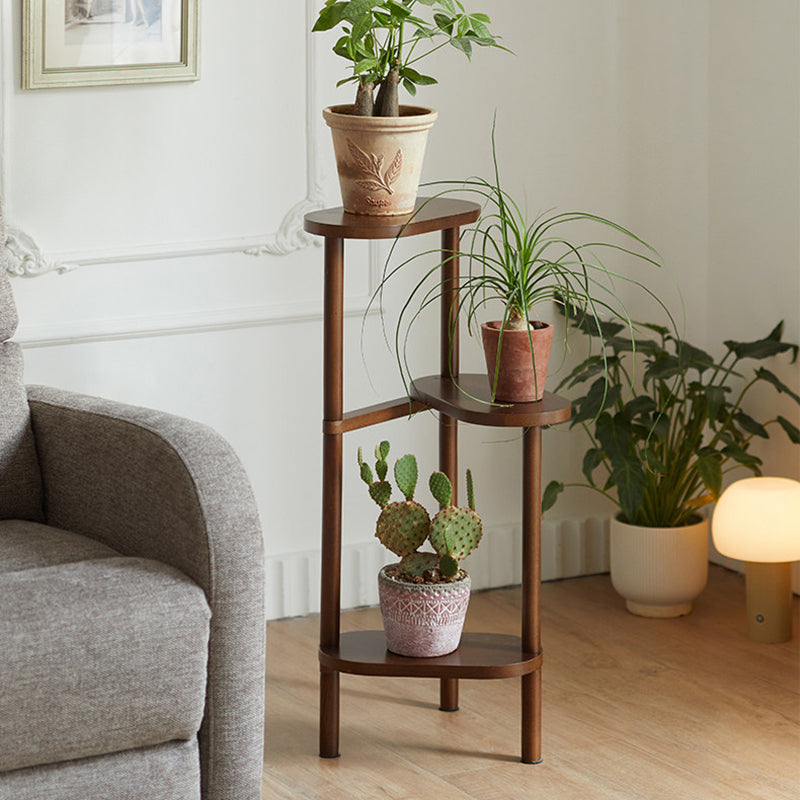 Traditional Japanese Beech Wood Staggered Triangular Indoor Space-Saving Flower Display Rack 3/4-Tier For Living Room