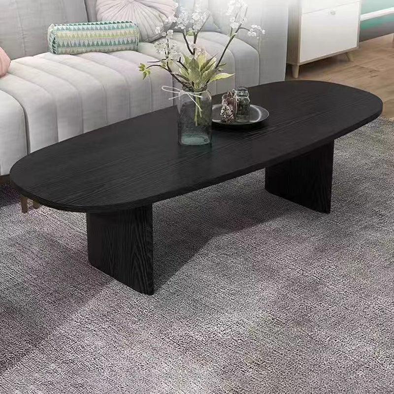 Contemporary Scandinavian Solid Wood Long Oval Coffee Table 1-Tier For Living Room