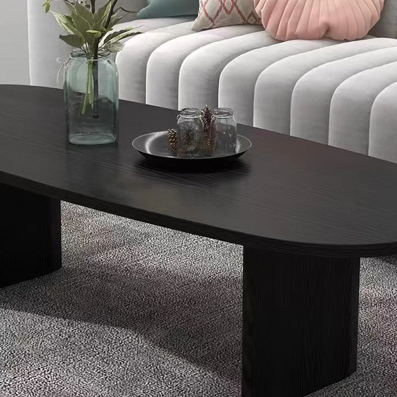 Contemporary Scandinavian Solid Wood Long Oval Coffee Table 1-Tier For Living Room