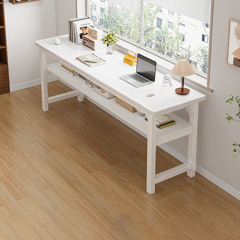 Traditional Vintage Engineered Wood Carbon Steel Rectangular Office Desk 2 Tier For Bedroom