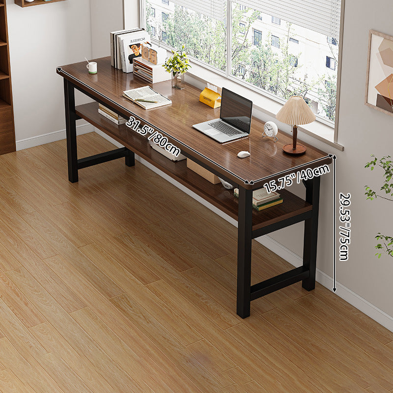 Traditional Vintage Engineered Wood Carbon Steel Rectangular Office Desk 2 Tier For Bedroom