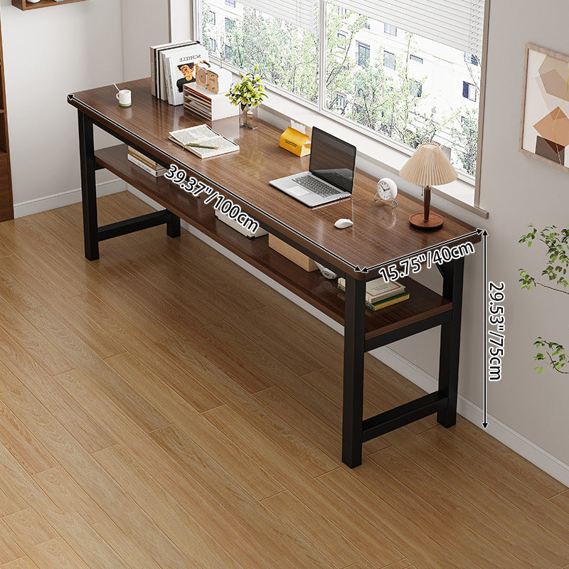 Traditional Vintage Engineered Wood Carbon Steel Rectangular Office Desk 2 Tier For Bedroom