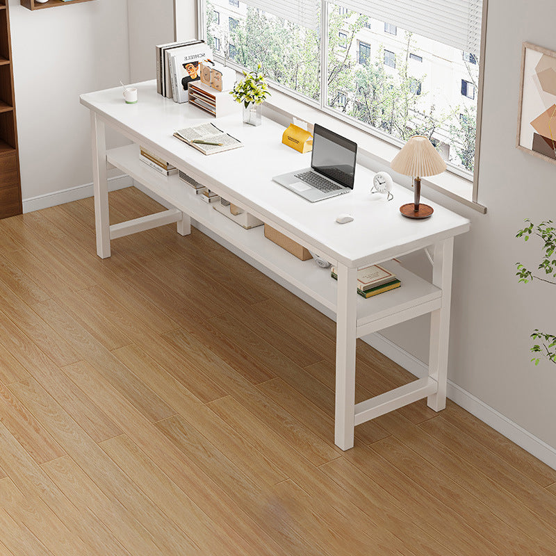 Traditional Vintage Engineered Wood Carbon Steel Rectangular Office Desk 2 Tier For Bedroom