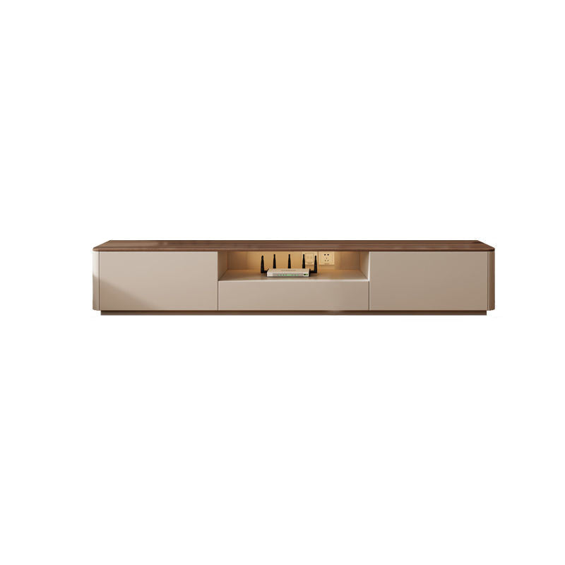 Traditional French Solid Wood Eco Board Rounded Rectangular TV Stand With 2/3 Drawers For Living Room