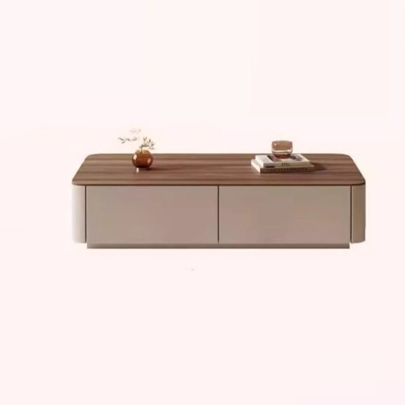 Traditional French Solid Wood Eco Board Rounded Rectangular TV Stand With 2/3 Drawers For Living Room