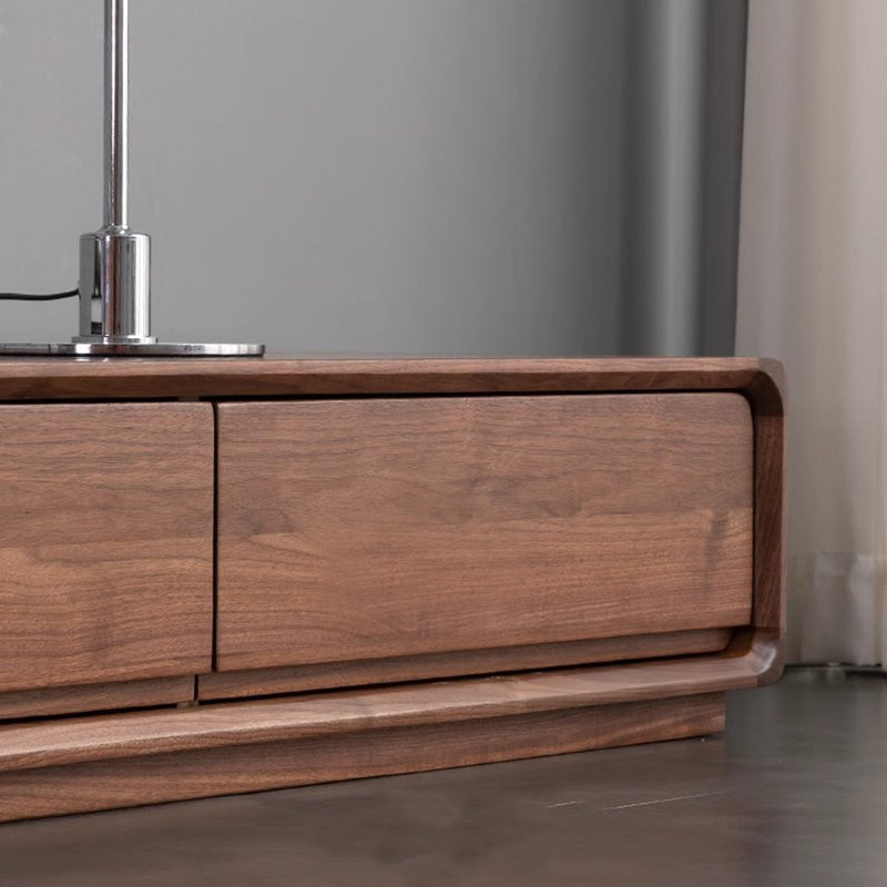 Traditional Chinese Black Walnut Wood Rounded Rectangular TV Stand With 4 Drawers For Living Room