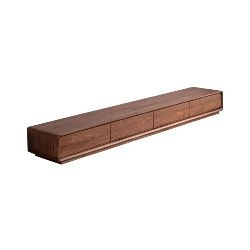 Traditional Chinese Black Walnut Wood Rounded Rectangular TV Stand With 4 Drawers For Living Room
