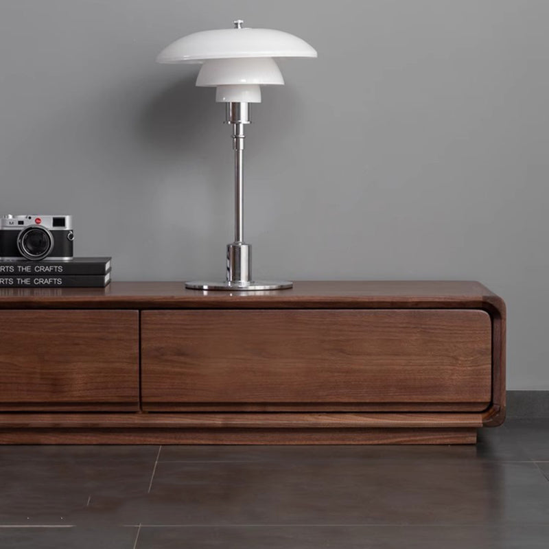 Traditional Chinese Black Walnut Wood Rounded Rectangular TV Stand With 4 Drawers For Living Room