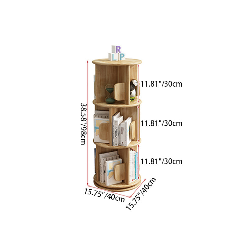 Contemporary Creative Solid Wood Rotating Round Shelf 2/3/4 Tier For Living Room