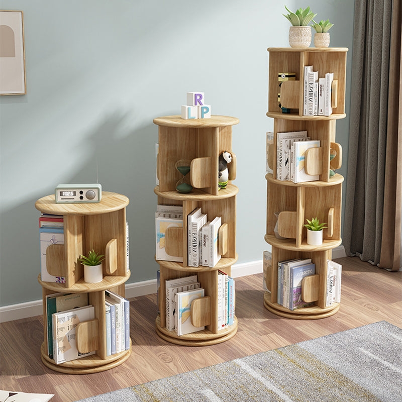 Contemporary Creative Solid Wood Rotating Round Shelf 2/3/4 Tier For Living Room