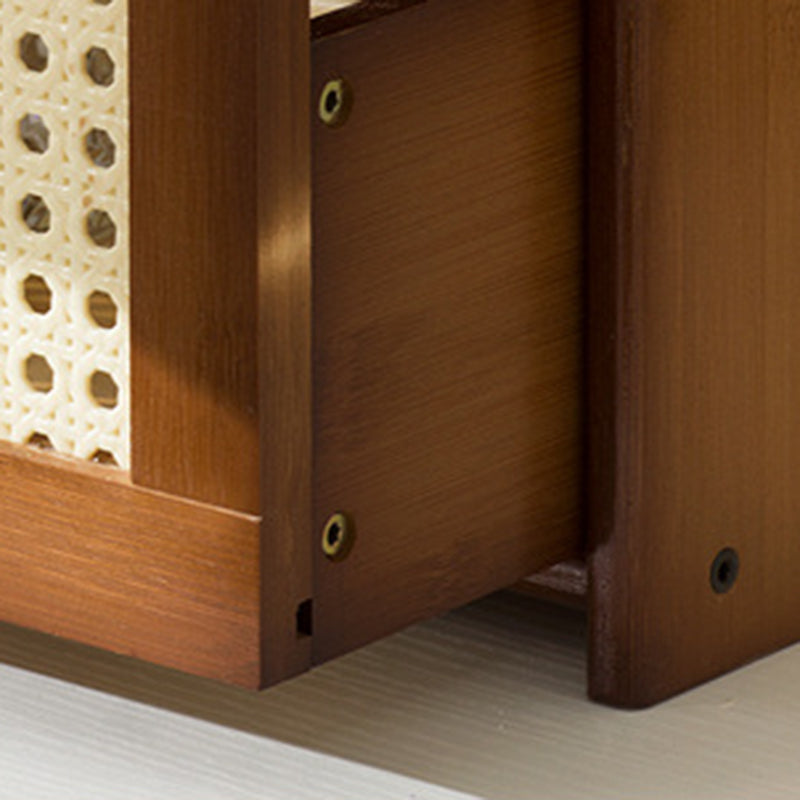 Traditional Vintage Bamboo Rattan Rounded Trapezoid Storage Shelf 2/3-Tier For Living Room