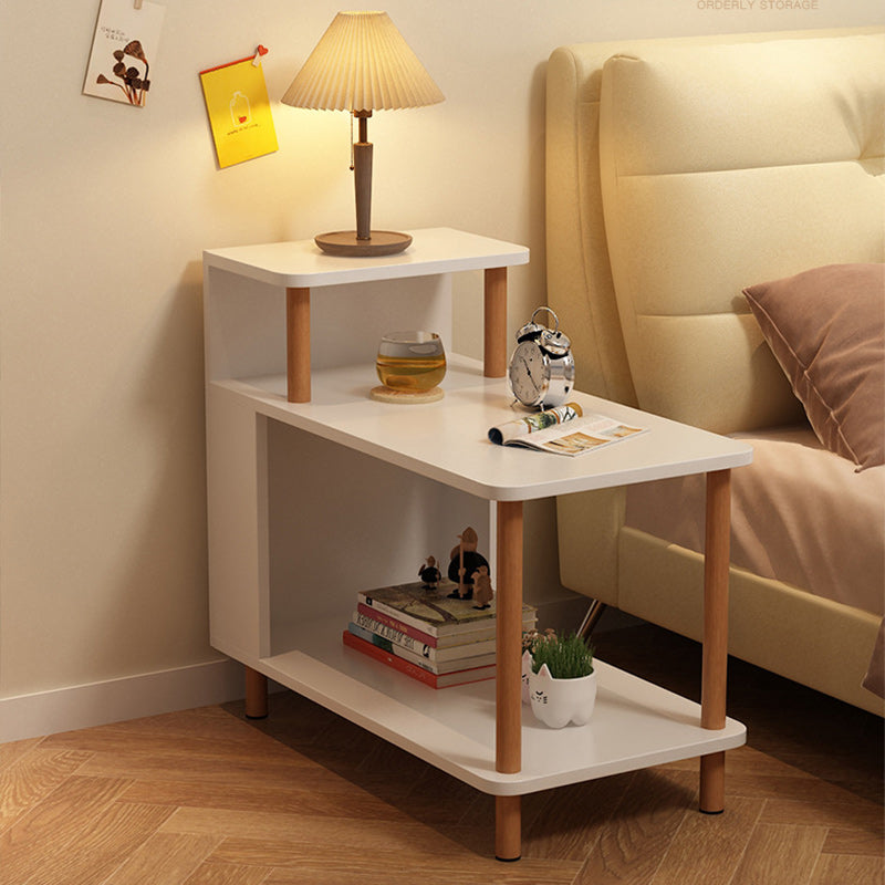 Modern Minimalist Rectangular MDF Side Table 3-Tier For Bedroom
