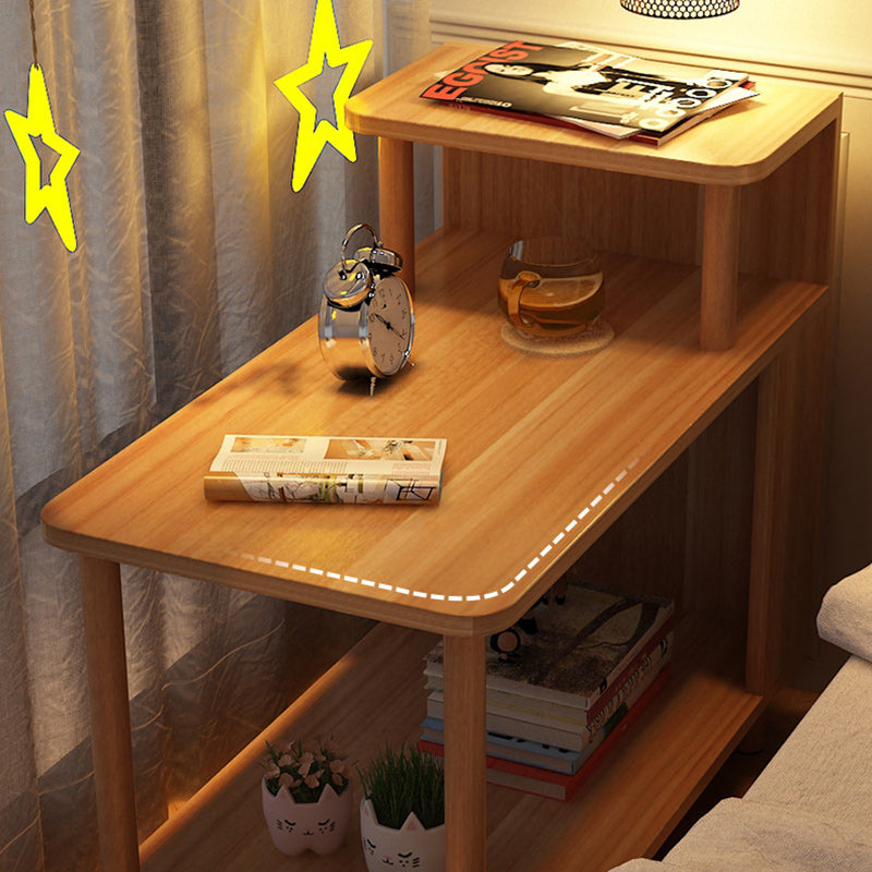 Modern Minimalist Rectangular MDF Side Table 3-Tier For Bedroom