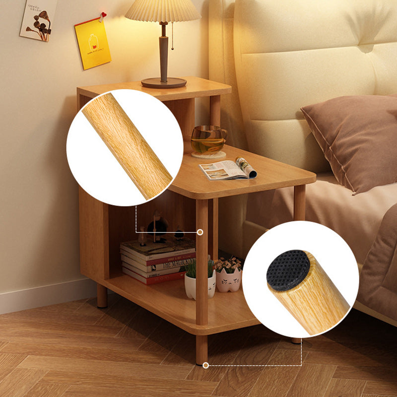 Modern Minimalist Rectangular MDF Side Table 3-Tier For Bedroom