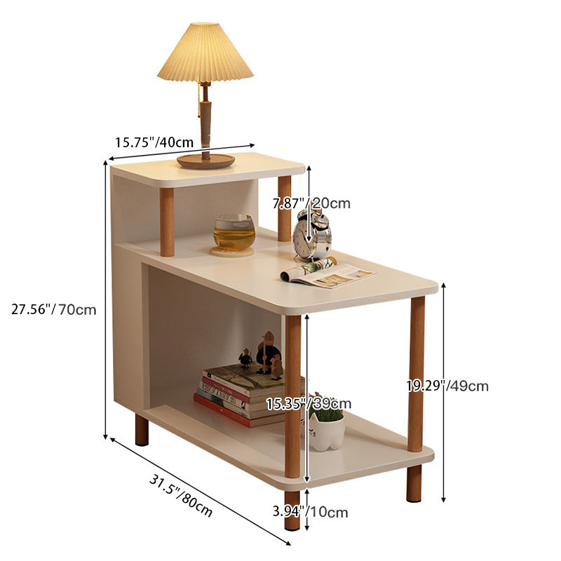 Modern Minimalist Rectangular MDF Side Table 3-Tier For Bedroom