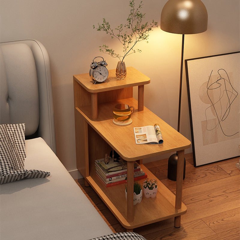 Modern Minimalist Rectangular MDF Side Table 3-Tier For Bedroom
