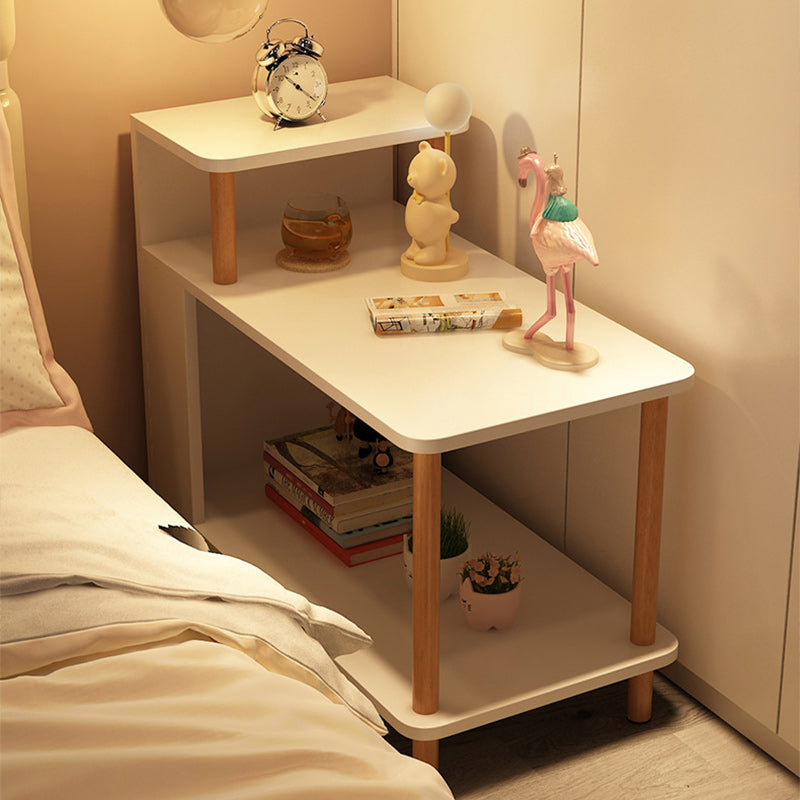 Modern Minimalist Rectangular MDF Side Table 3-Tier For Bedroom