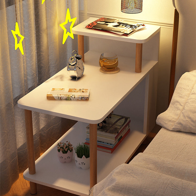 Modern Minimalist Rectangular MDF Side Table 3-Tier For Bedroom