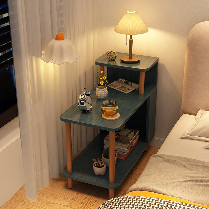 Modern Minimalist Rectangular MDF Side Table 3-Tier For Bedroom