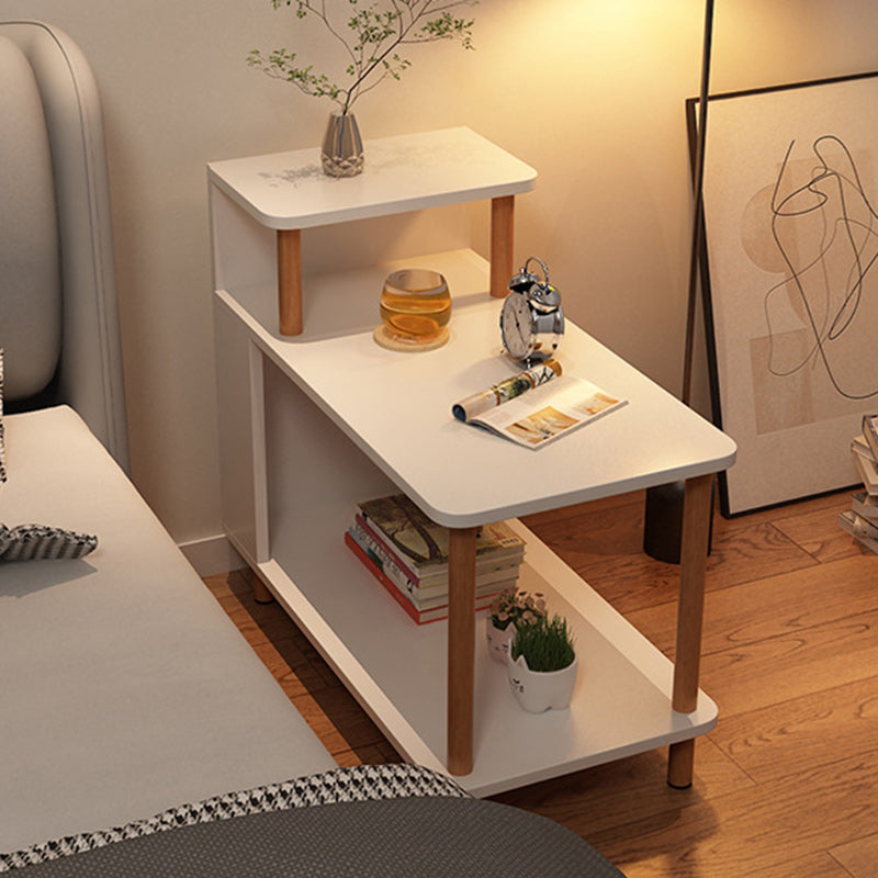 Modern Minimalist Rectangular MDF Side Table 3-Tier For Bedroom