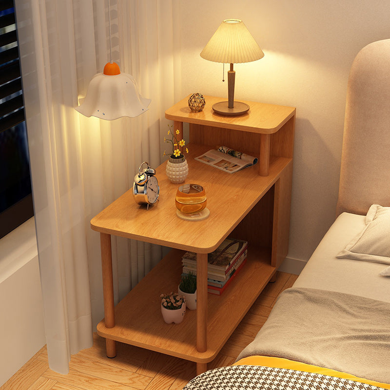 Modern Minimalist Rectangular MDF Side Table 3-Tier For Bedroom