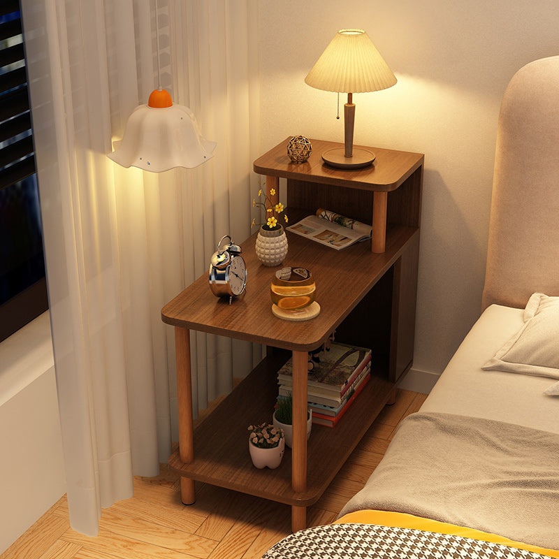 Modern Minimalist Rectangular MDF Side Table 3-Tier For Bedroom