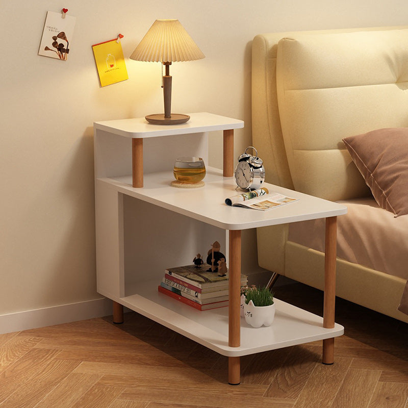 Modern Minimalist Rectangular MDF Side Table 3-Tier For Bedroom