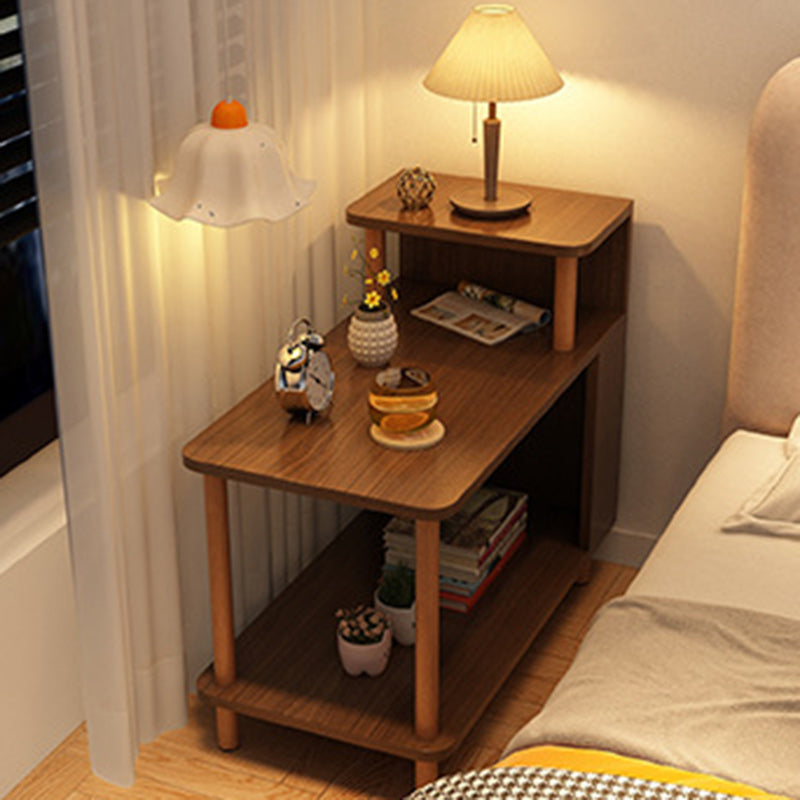 Modern Minimalist Rectangular MDF Side Table 3-Tier For Bedroom