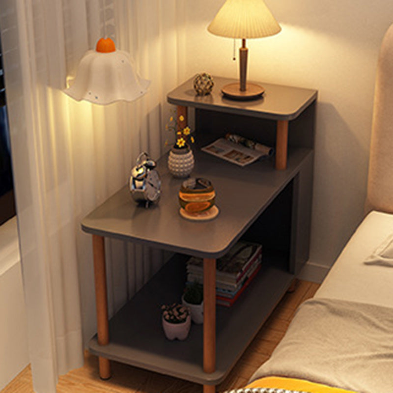 Modern Minimalist Rectangular MDF Side Table 3-Tier For Bedroom