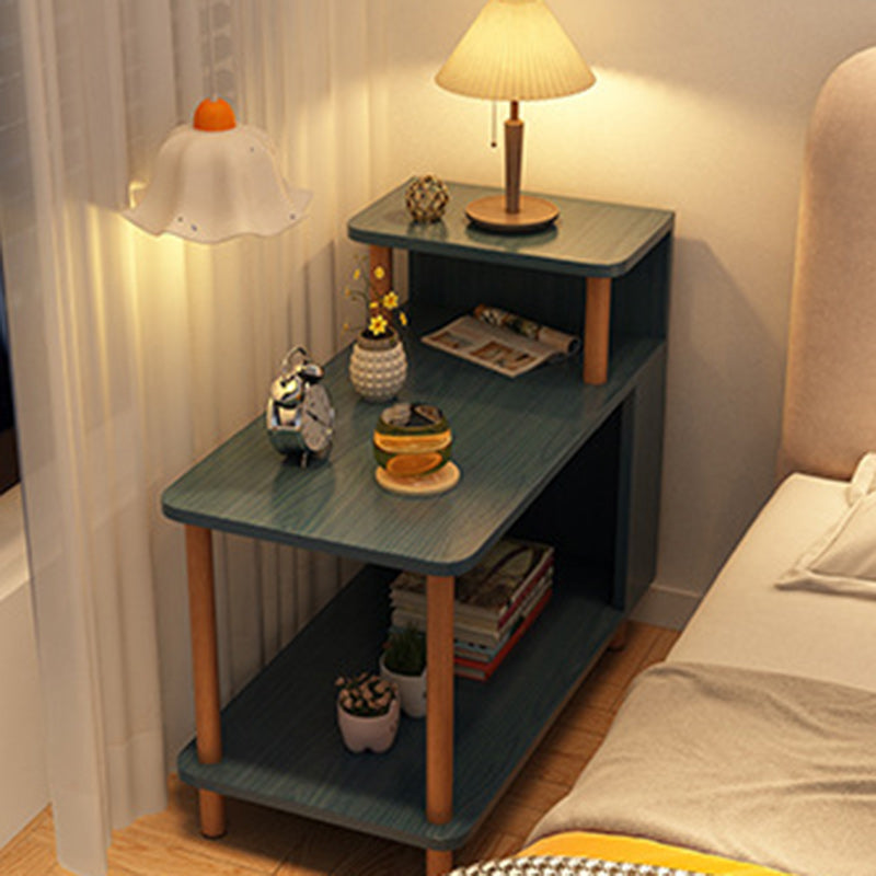 Modern Minimalist Rectangular MDF Side Table 3-Tier For Bedroom