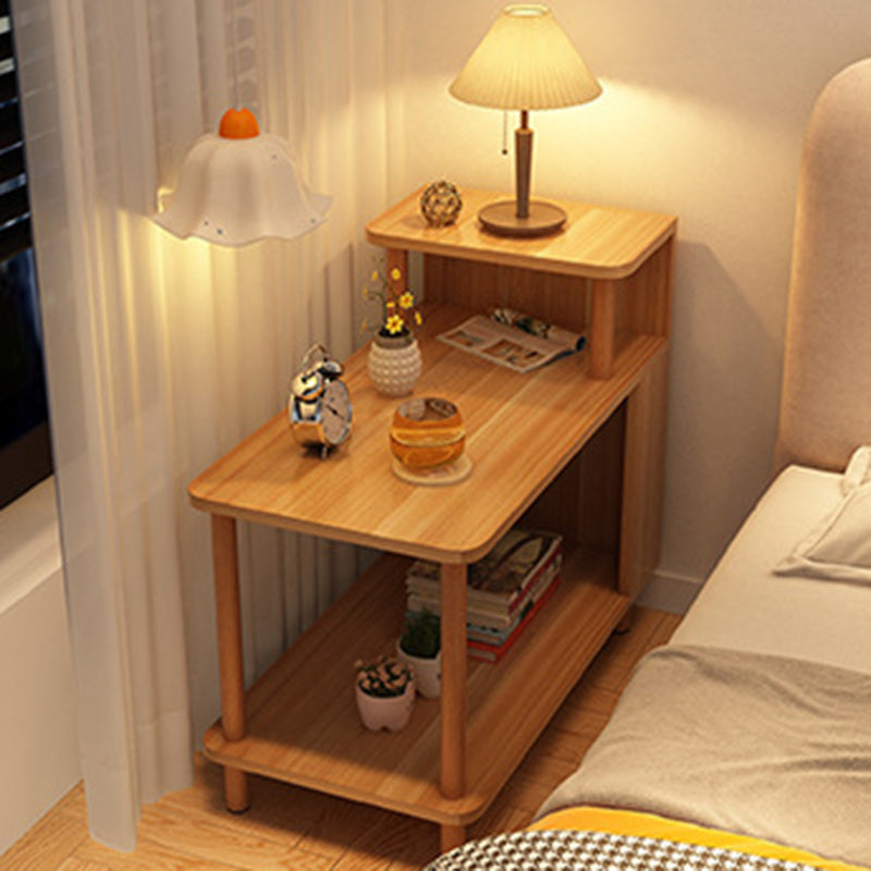 Modern Minimalist Rectangular MDF Side Table 3-Tier For Bedroom
