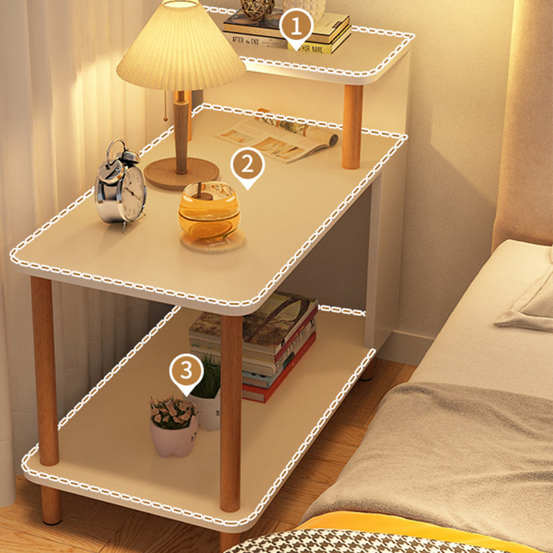 Modern Minimalist Rectangular MDF Side Table 3-Tier For Bedroom