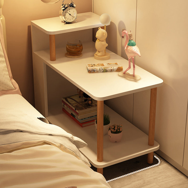 Modern Minimalist Rectangular MDF Side Table 3-Tier For Bedroom