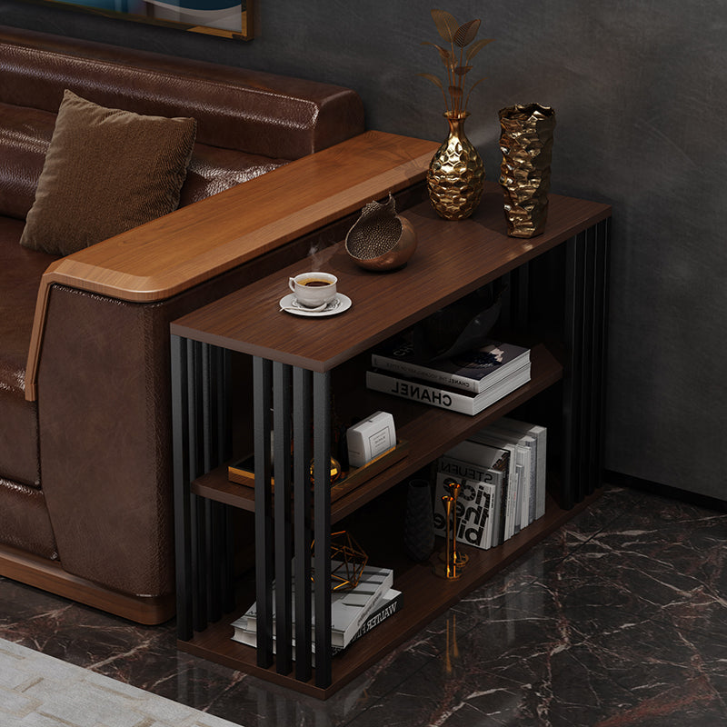 Traditional Vintage Rectangular Particle Board Iron End Table 3-Tier For Living Room