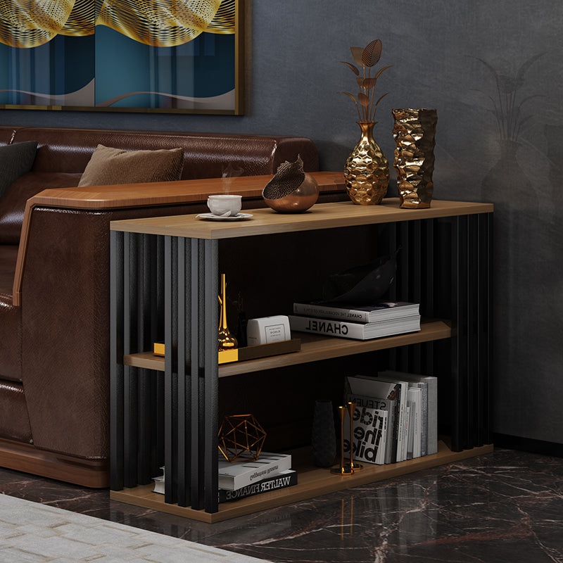 Traditional Vintage Rectangular Particle Board Iron End Table 3-Tier For Living Room