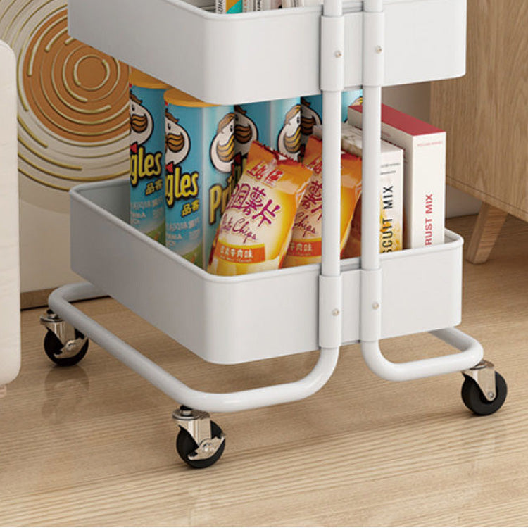 Contemporary Nordic Rectangular Carbon Steel Frame End Table Rolling Cart 3-Tier Storage Shelves For Living Room