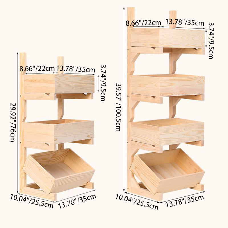 Farmhouse Wooden Floor-Standing 3/4-Tier Snack Display Rack With Wheels