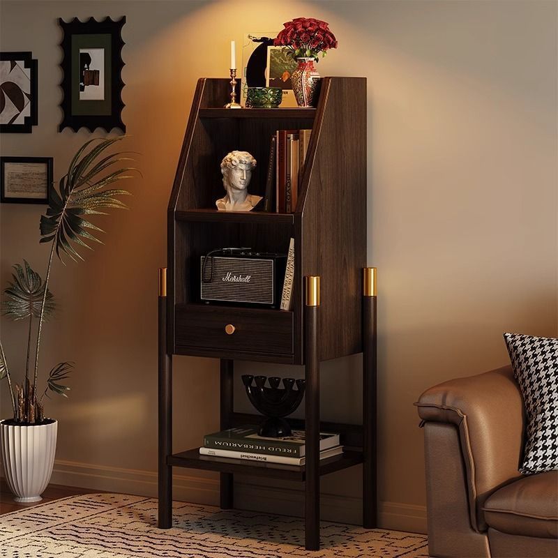 Vintage Bamboo Sideboard 3/4-Tier Display Rack With Drawer